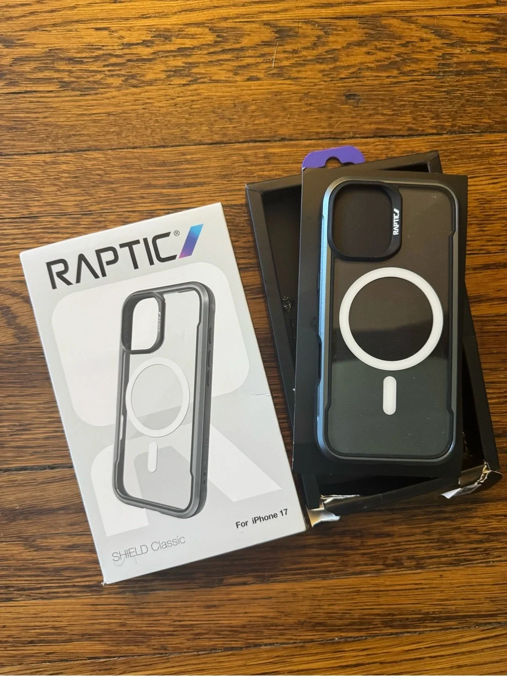 Raptic Shield Classic MagSafe phone case packaged for the iPhone 17. Raptic